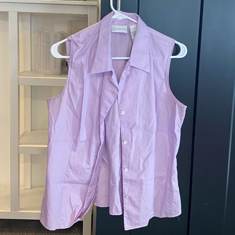 Purple sleeveless button up